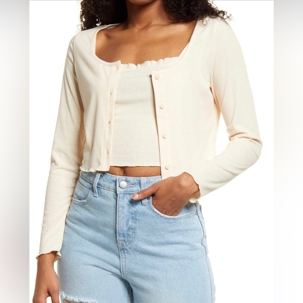 BP. Crop cardigan and tank rib set- Size M